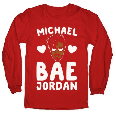 Michael Bae Jordan Parody White Print Longsleeve Tee